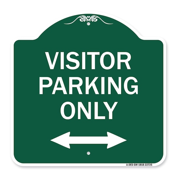 Visitor Parking Visitor Parking Only With Bidirectional Arrow, Green & White, A-DES-GW-1818-22725